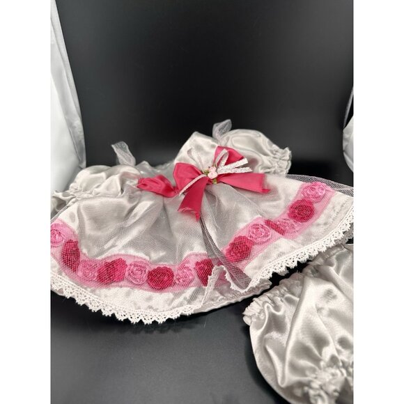 VTG Cabbage Patch Kids Silver Dress Pink Roses Bloomers 16” Doll Unbranded - Picture 5 of 11